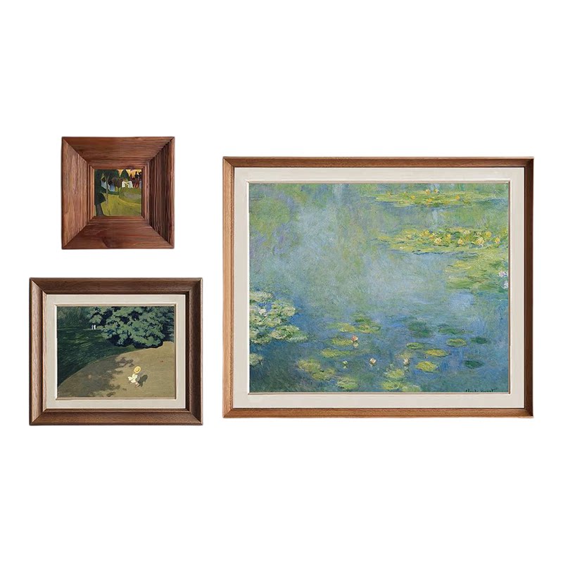 莫奈花园清晨 少女中古挂画法式复古风客厅餐厅儿童房卧室装饰画