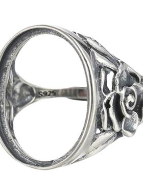 复古镶嵌琥珀蜜蜡活口银戒指