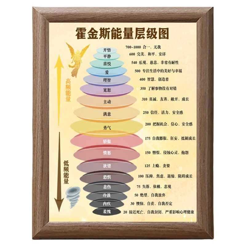 霍金斯能量层级图木质挂墙相框