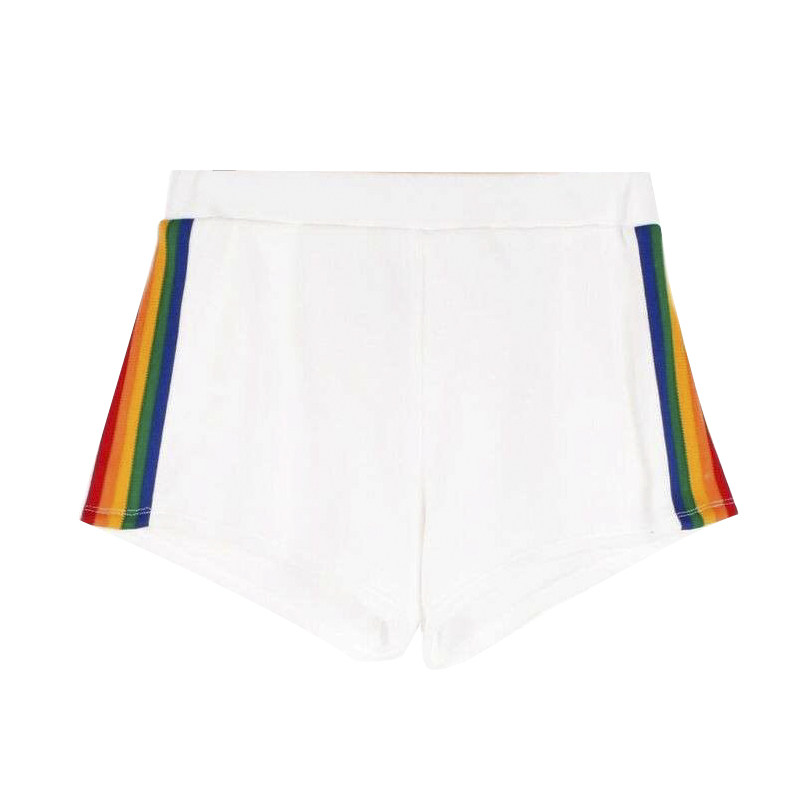 AA包臀高腰运动短裤棉彩虹印花