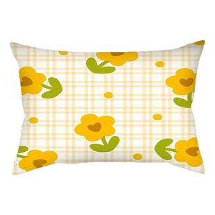 黄色卡通简约长方形抱枕套沙发坐垫靠背装饰可拆洗北欧ins风午睡