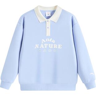 安踏儿童卫衣女童polo上衣2026年新款优可丝宝宝休闲翻领卫衣