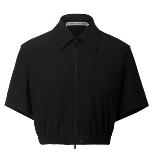 【三醋酸针织面料】IIIVIVINIKO夏季新款短款衬衫领外套女