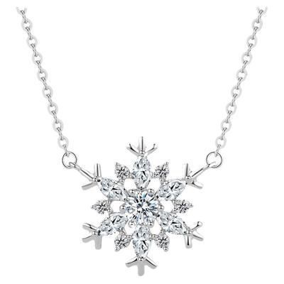 周六福S925纯银梦幻雪花项链吊坠设计感唯美锁骨链送女友生日礼物