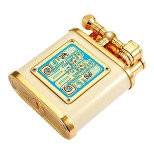 JIFENG季风雪茄打火机直冲锌合金烤漆大容量火机点烟器礼盒装电子