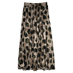 陆与山屿UMA风波点高腰显瘦半身裙山本暗黑A字百褶设计感小众裙子