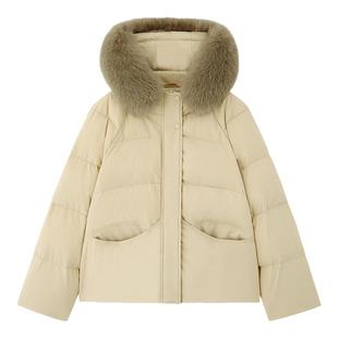 2025新款【香榭颂】90白鸭绒羽绒服女冬真狐狸毛连帽短款保暖外套