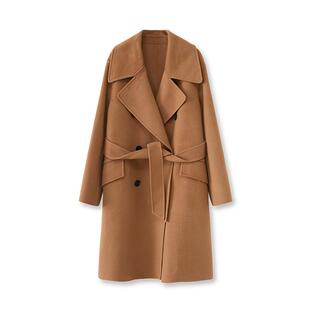 【100%绵羊毛】LILY长款双面呢羊毛大衣女冬季新款毛呢外套