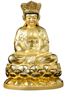 毗卢观音菩萨木雕造像手工家居工艺品摆件定制佛像大势至贴金菩萨