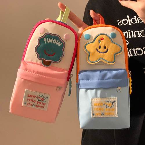 高颜值撞色星星贴片笔袋女生学生高颜值文具铅笔盒大容量2025新款