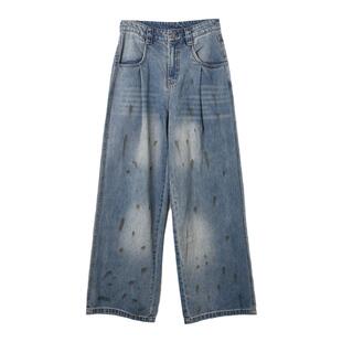 西町村屋废土风水洗直筒牛仔裤女秋季新款复古休闲裤子XA9C10060