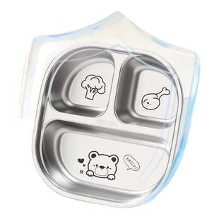 儿童餐盘不锈钢盘食品级304学生家用分格带盖幼儿园食堂打饭餐盘