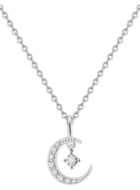 S925纯银梦幻星月项链女款轻奢