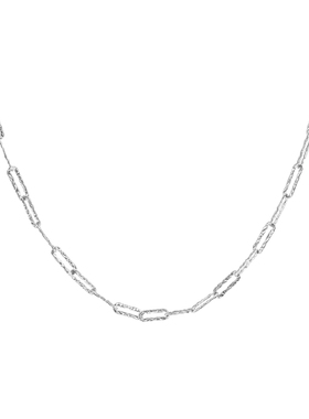 简约超闪通体纯银方块项链冷淡风