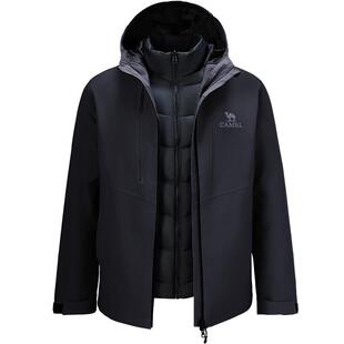 骆驼鹅绒冲锋衣羽绒服男女款三合一可拆卸2025秋冬新款保暖外套男