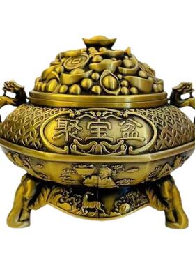 黄铜八仙元宝聚宝盆金色仿古色可招摆件财客厅家居装饰创意工艺品