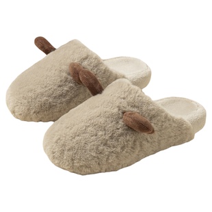 朴西棉拖鞋女可爱麋鹿秋冬季居家室内保暖卡通加绒2025新款毛毛鞋