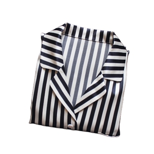 高端6A级真丝 长袖条纹重磅真丝睡衣 全手工桑蚕丝睡衣家居服套装