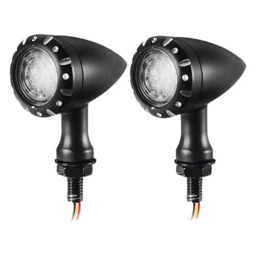 led摩托车复古金属改装金吉拉300豪爵闪300三合一转向灯