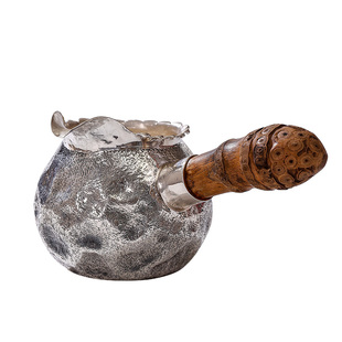 复古诧寂龙蛋银壶纯银999公道杯小泡茶壶一张打侧把分茶器公平杯