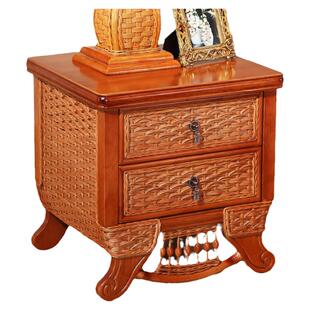 藤床头柜 藤木床头柜 实木床头柜 藤编藤艺床头柜 真藤