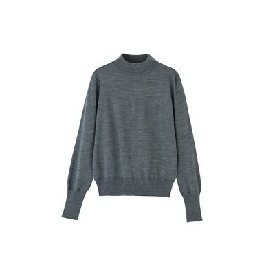 Herz墨蓝色高领修身毛衣