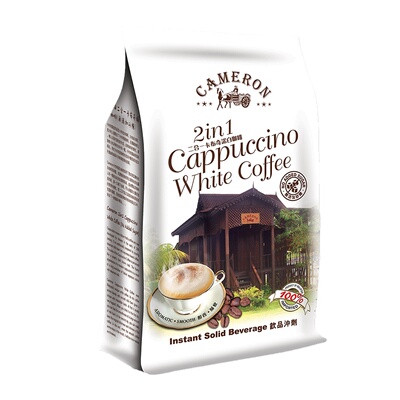 卡布奇诺速溶咖啡马来西亚进口冻干奶粉白咖啡无白砂糖金马伦袋装