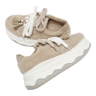 SKAP圣伽步小方糖女鞋冬季新款毛毛鞋增高厚底保暖加绒女款休闲鞋