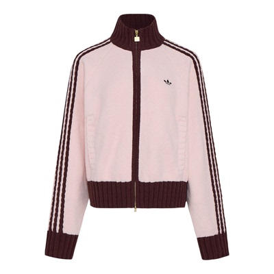 阿迪达斯三叶草女装2026春季条纹宽松高领针织运动夹克外套KV8867