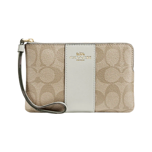 【自营】COACH/蔻驰女士手拿包老花迷你PVC配皮短款零钱卡包手包