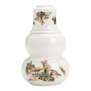 青花白瓷温酒器家用热暖酒壶中式黄酒烫酒具酒杯父亲礼品套装logo