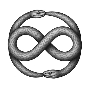 衔尾蛇莫比乌斯环草本纹身贴男防水持久果汁不反光搓不掉仿真刺青