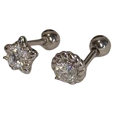 hellojune 通体925银 闪耀莫桑钻小圆豆后挂式双钻耳钉圣诞星耳钉