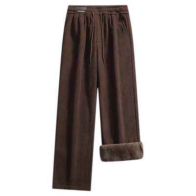 加绒加厚阔腿裤男冬季垂感运动裤