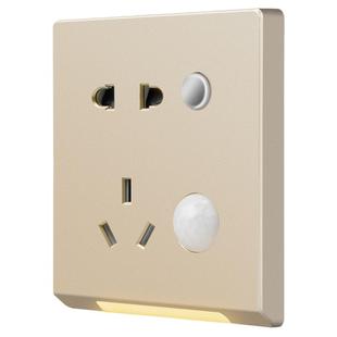 人体感应地脚灯86嵌入式LED小夜灯带五孔插座暗装楼梯过道床头灯