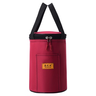 饭袋便当包保温桶袋子学生圆形饭盒袋便当盒饭桶保温袋带饭手提袋