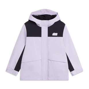 李宁儿童三合一外套羽绒服女童26新款春秋短款加厚保暖连帽冲锋衣