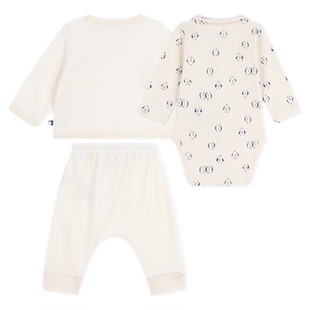 【2025秋冬】Petitbateau小帆船童装新生儿包屁衣套装A0EKU