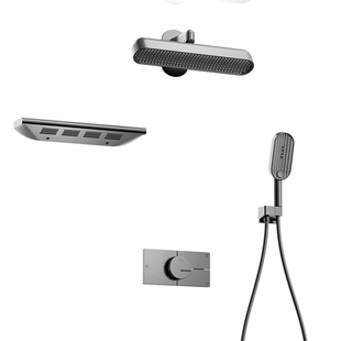 德希顿6096暗装淋浴恒温花洒套装雨淋独立按键置物背喷按摩入墙式