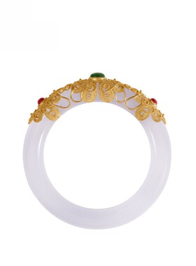 天然玉镯天山翠手镯金镶玉手镯