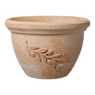 deroma帝罗马透气陶盆橄榄枝浮雕阳台落地大口径盆栽多肉陶土花盆