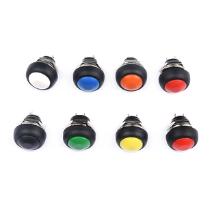 电源开关圆形小按钮开关带线防水PBS-33B无锁自复位启动点动12MM