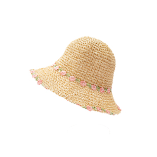 防晒渡假草帽女夏海边大帽檐渔夫帽显脸小可折叠法式遮阳帽子草编