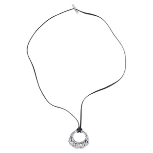 张杰同款绷带缠绕吊坠皮绳长款项链女小众设计极简百搭黑色毛衣链