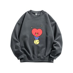 BTS防弹少年团V卡通爱豆粉丝应援周边重磅纯棉长袖卫衣服男女同款