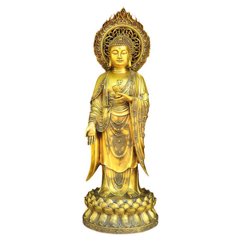 中式铜西方三圣家用佛堂供奉佛像