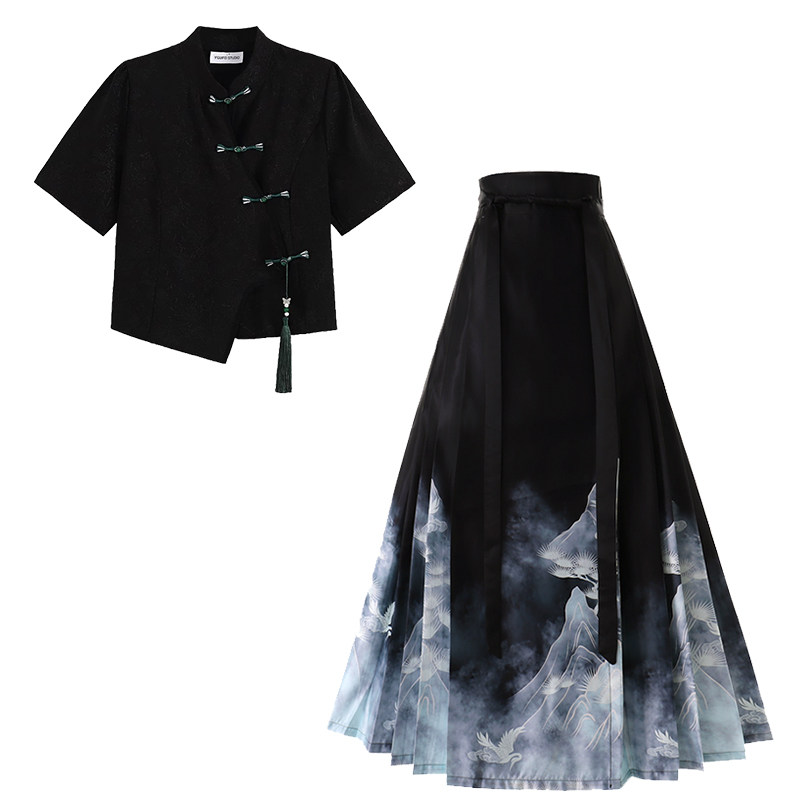夏季新款汉服马面裙套装小个子女