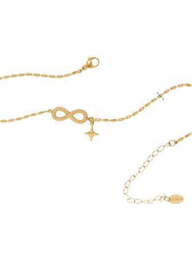 简约优雅无限符号8字星星钛钢镀18K金脚链