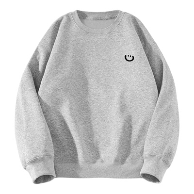 胖胖哥420g灰色加绒卫衣男秋冬季男款圆领大码宽松长袖休闲打底