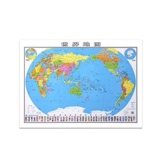 2025新版世界地图高清大尺寸106X76cm覆膜防水学生办公通用墙贴图